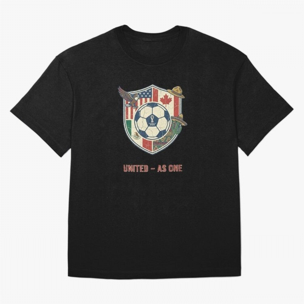 North America United Soccer 2026 Vintage Crest Oversized T-Shirt Show Your Love for FIFA World Cup 2026 USA Canada Mexico Spirit, Highlighting France and Portugal, Mbappe, Championship Spirit, Famous Goals, Roaring Crowds and International Football