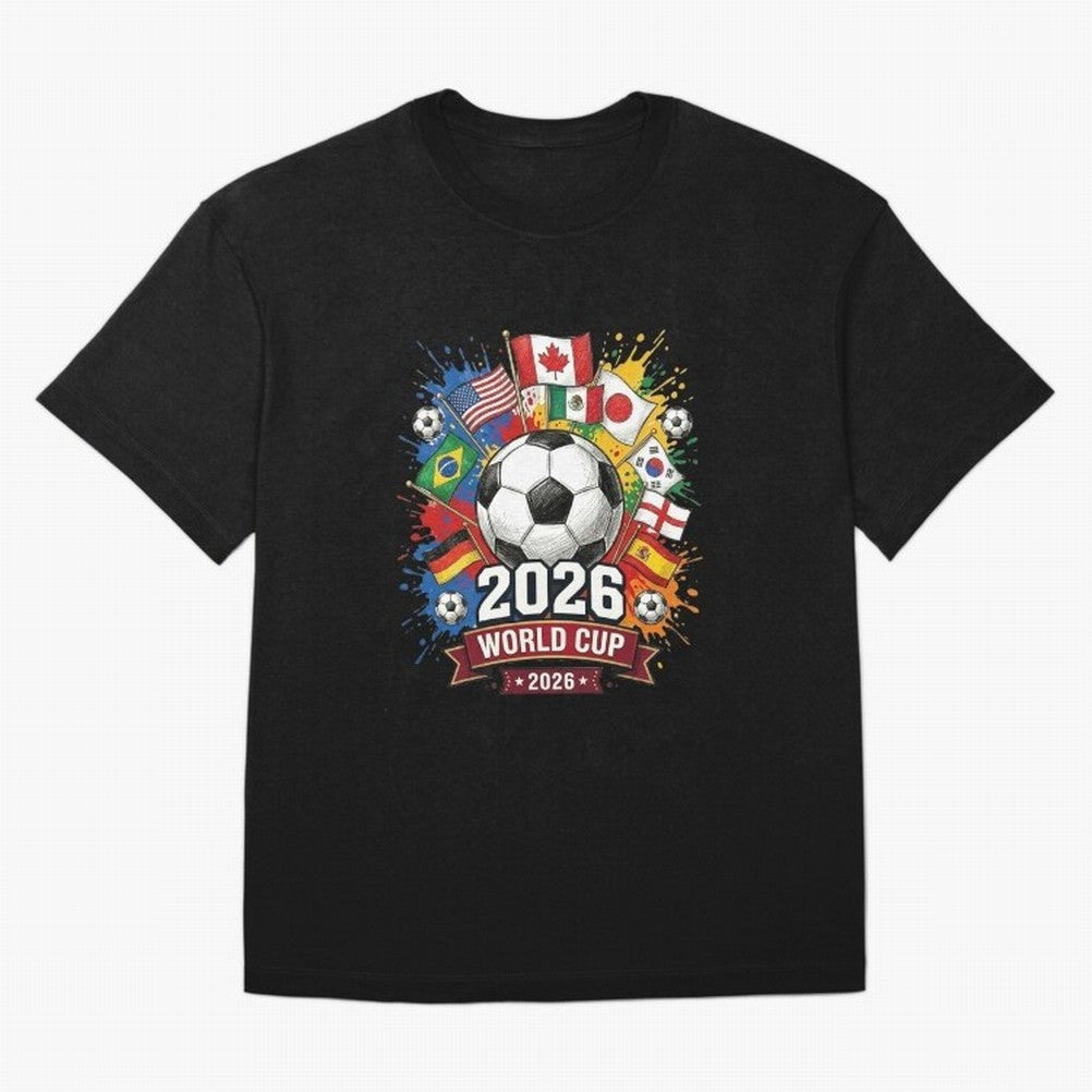 2026 World Cup Soccer Flags Graphic Oversized T-Shirt Remember FIFA World Cup 2026 USA Canada Mexico for Fans of Messi, CR7 and Mbappe and Argentina and Brazil, Bringing Global Supporter Spirit, Legendary Goals, National Colors and Tournament