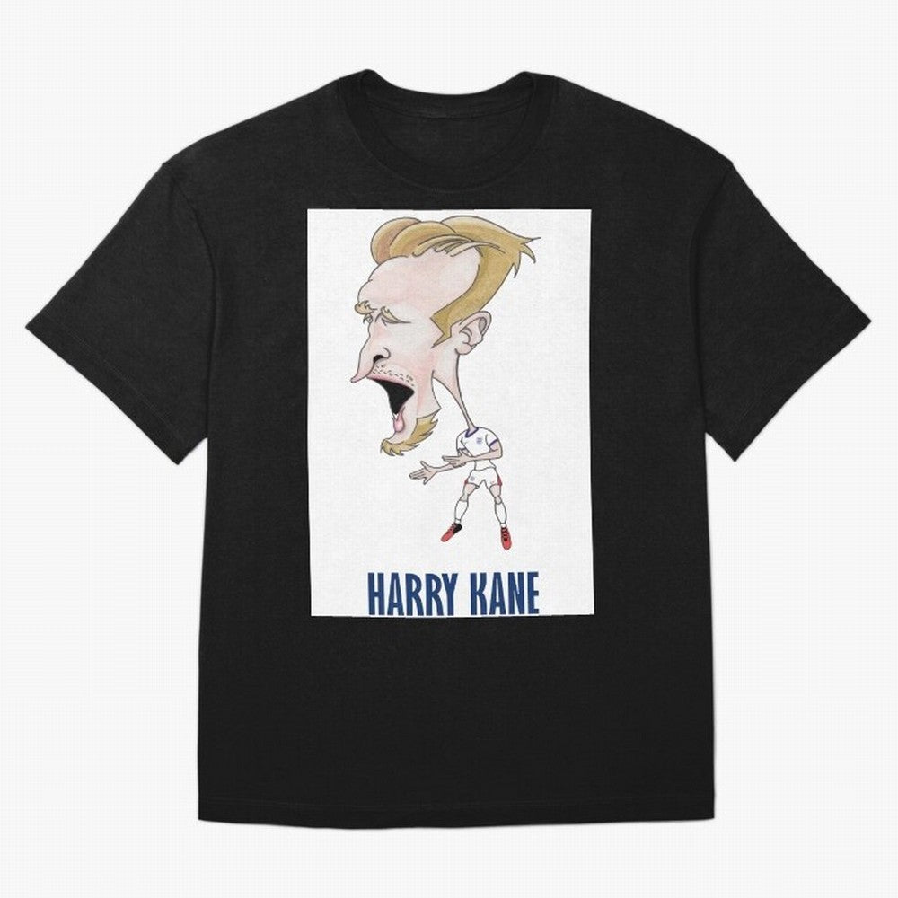 Harry Kane Caricature Print Oversized T-Shirt Enjoy the Biggest Football Party of FIFA World Cup 2026 Group Stage for Fans of Cristiano Ronaldo and Portugal, Spain and Germany, Bringing Worldwide Fan Energy, Dramatic Goals, Stadium Lights and