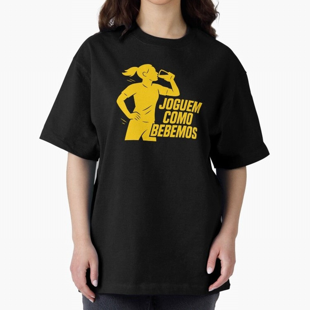 Joguem Como Bebemos Women World Cup 2026 Oversized T-Shirt Celebrate Rivalries and Pride in FIFA World Cup 2026 USA Canada Mexico for Fans of Cristiano Ronaldo, Haaland and CR7 and Portugal, Spain and Germany, Bringing Football Festival Excitement,