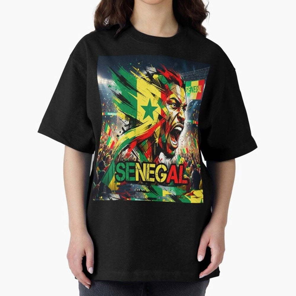 SENEGAL FOOTBALL TEAM Oversized T-Shirt Capture FIFA World Cup 2026 Spirit, Centered on Portugal, Haaland and Mbappe, Football History, Final Match Energy, Crowd Noise and Once in a Lifetime Moments; Created for Match Day Parties, Soccer Gifts, Fan
