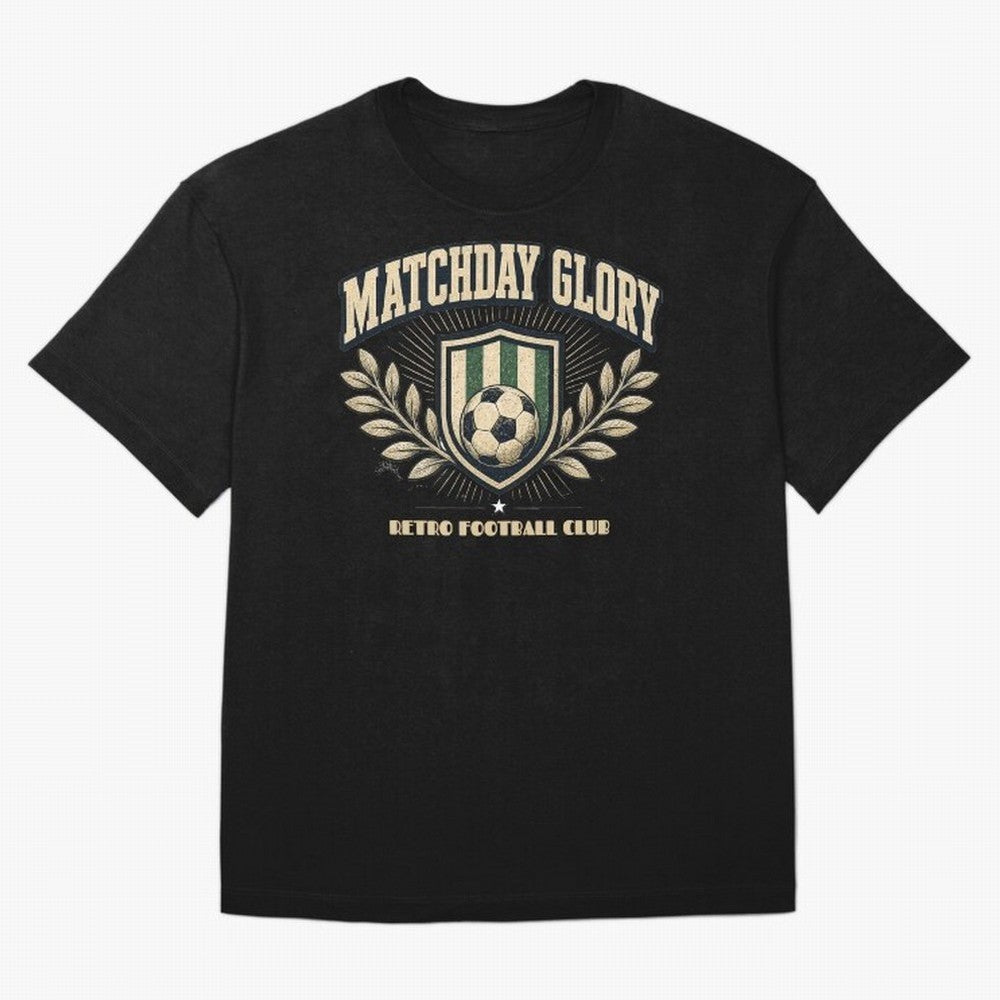 Matchday Glory Vintage Football Club Heritage Shield Emblem Oversized T-Shirt Honor the Football Icons of FIFA World Cup 2026 Group Stage Spirit, with Portugal, Messi, Championship Spirit, Famous Goals, Roaring Crowds and International Football
