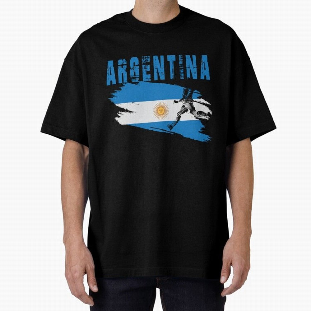 Argentina World Cup 2026 ¨C Pride in Motion Oversized T-Shirt Support Your Favorite Stars during FIFA World Cup 2026 USA Canada Mexico for Fans of Neymar and Portugal, Spain and Germany, Bringing Soccer Culture, Superstar Moments, National Team