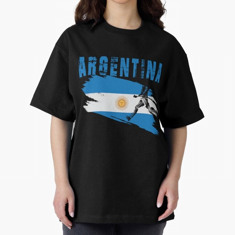 Argentina World Cup 2026 ¨C Pride in Motion Oversized T-Shirt Support Your Favorite Stars during FIFA World Cup 2026 USA Canada Mexico for Fans of Neymar and Portugal, Spain and Germany, Bringing Soccer Culture, Superstar Moments, National Team