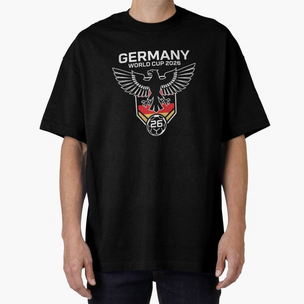 Germany National Football Team World Cup 2026 Eagle Logo Oversized T-Shirt Keep Football History Alive during FIFA World Cup 2026 USA Canada Mexico Filled with Cristiano Ronaldo, Argentina, France and Brazil Energy, Match Day Excitement, Supporter