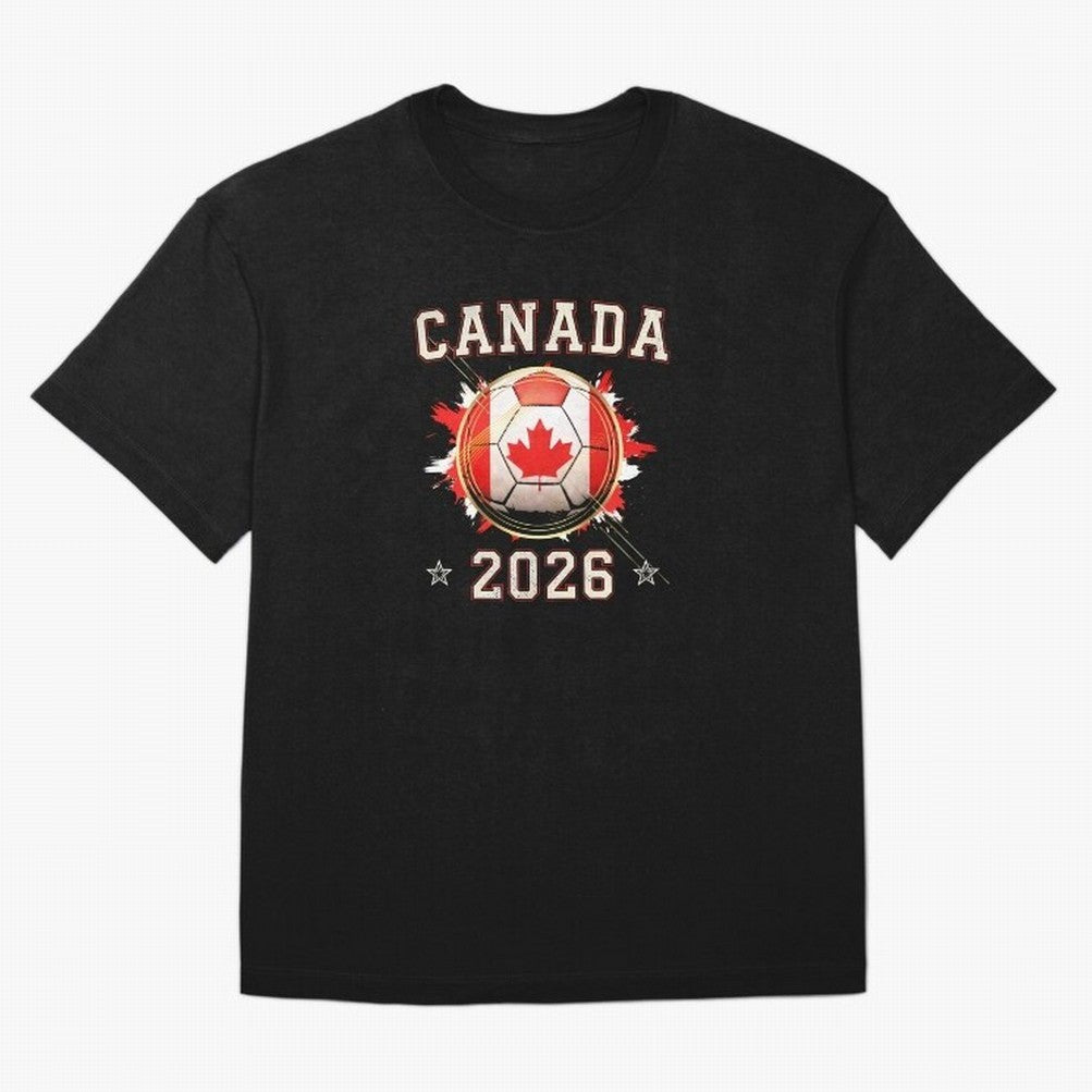 Front Print Canada Soccer World Cup 2026 - Canadian Fan Gift T-Shirt_84561562 Oversized T-Shirt Stand with Match Day Hype around FIFA World Cup 2026 Group Stage, Neymar, Haaland and Cristiano Ronaldo, France and Portugal, Match Day Excitement,