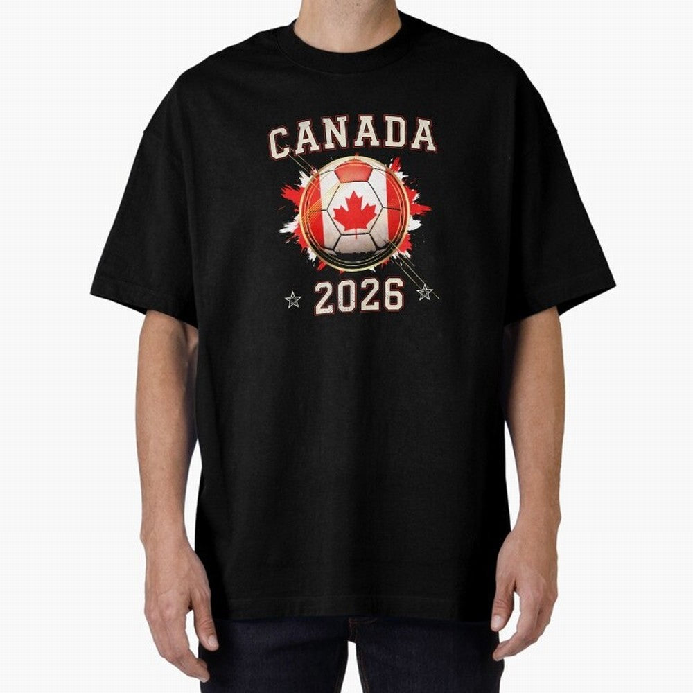 Front Print Canada Soccer World Cup 2026 - Canadian Fan Gift T-Shirt_84561562 Oversized T-Shirt Stand with Match Day Hype around FIFA World Cup 2026 Group Stage, Neymar, Haaland and Cristiano Ronaldo, France and Portugal, Match Day Excitement,