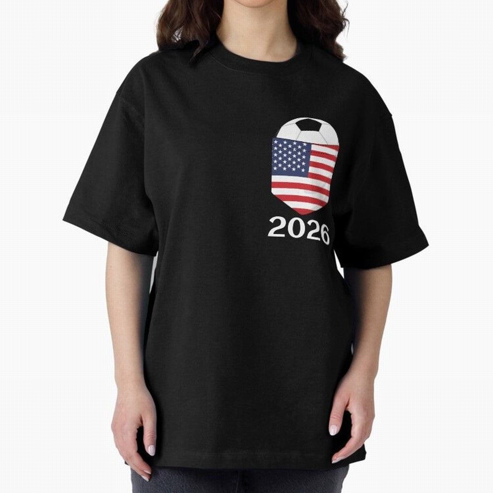 Soccer 2026 USA in the breast pocket Oversized T-Shirt Discover FIFA World Cup 2026 USA Canada Mexico for Fans of Neymar and Portugal, Spain and Germany, Bringing Classic Soccer Heritage, Championship Pressure, Fan Loyalty and International Pride;