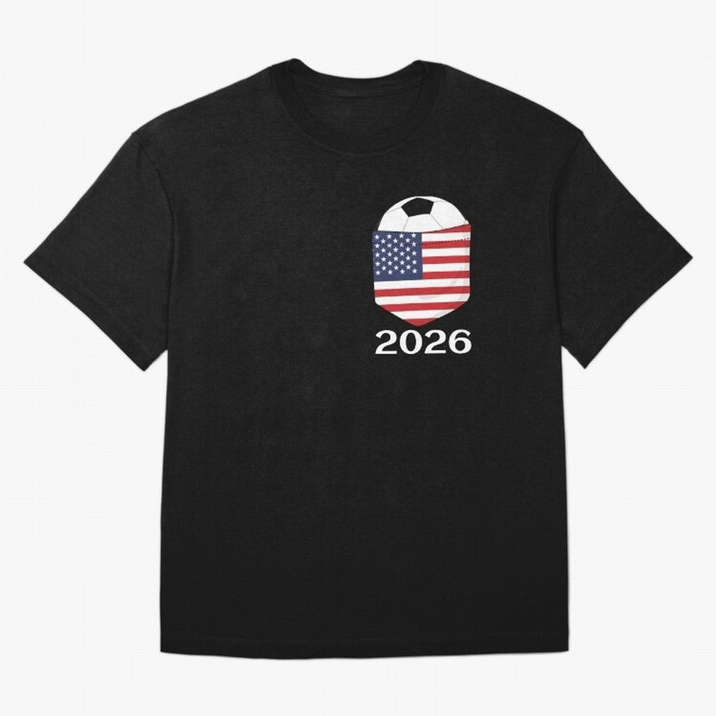 Soccer 2026 USA in the breast pocket Oversized T-Shirt Discover FIFA World Cup 2026 USA Canada Mexico for Fans of Neymar and Portugal, Spain and Germany, Bringing Classic Soccer Heritage, Championship Pressure, Fan Loyalty and International Pride;