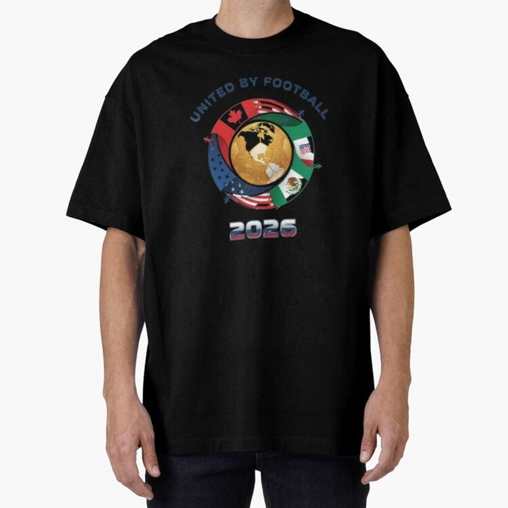 Connected Network Soccer Ball World Cup 2026 Concept Oversized T-Shirt Remember Iconic Moments from Match Day Hype around FIFA World Cup 2026, Cristiano Ronaldo, Brazil, Soccer Culture, Superstar Moments, National Team Dreams and Competitive Fire;