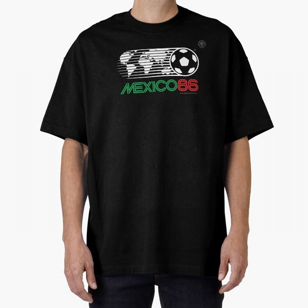 Mexico 86 Logo Tribute ¨C Retro Soccer World Cup Inspired Graphic | Vintage Mexican Football Art | Ruben Santiago Creative Oversized T-Shirt Show Up for the Glory of FIFA World Cup 2026 USA Canada Mexico for Fans of Cristiano Ronaldo and Spain,