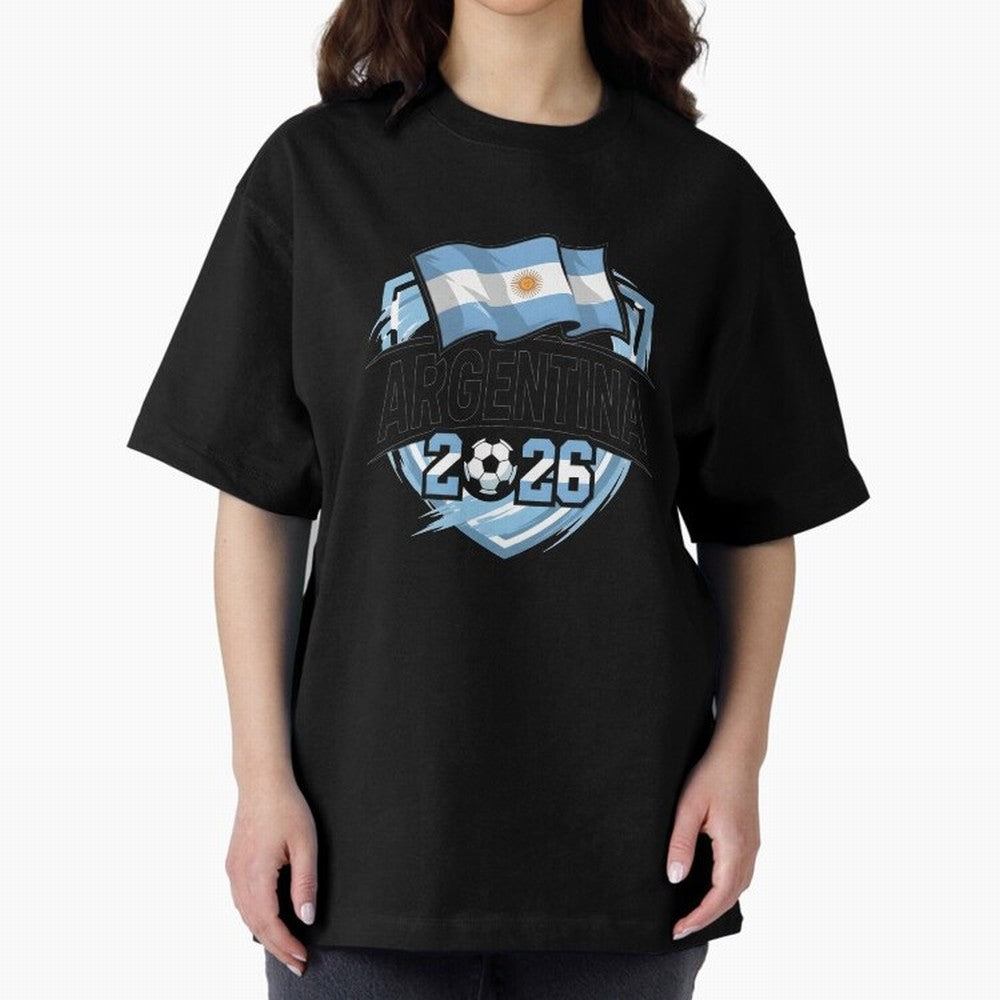 ARGENTINA World Cup 2026 Poster ¨C ARGENTINA Football Oversized T-Shirt Live for the Drama of Global Football Passion for FIFA World Cup 2026, Highlighting Neymar, Argentina and Brazil, Championship Spirit, Famous Goals, Roaring Crowds and