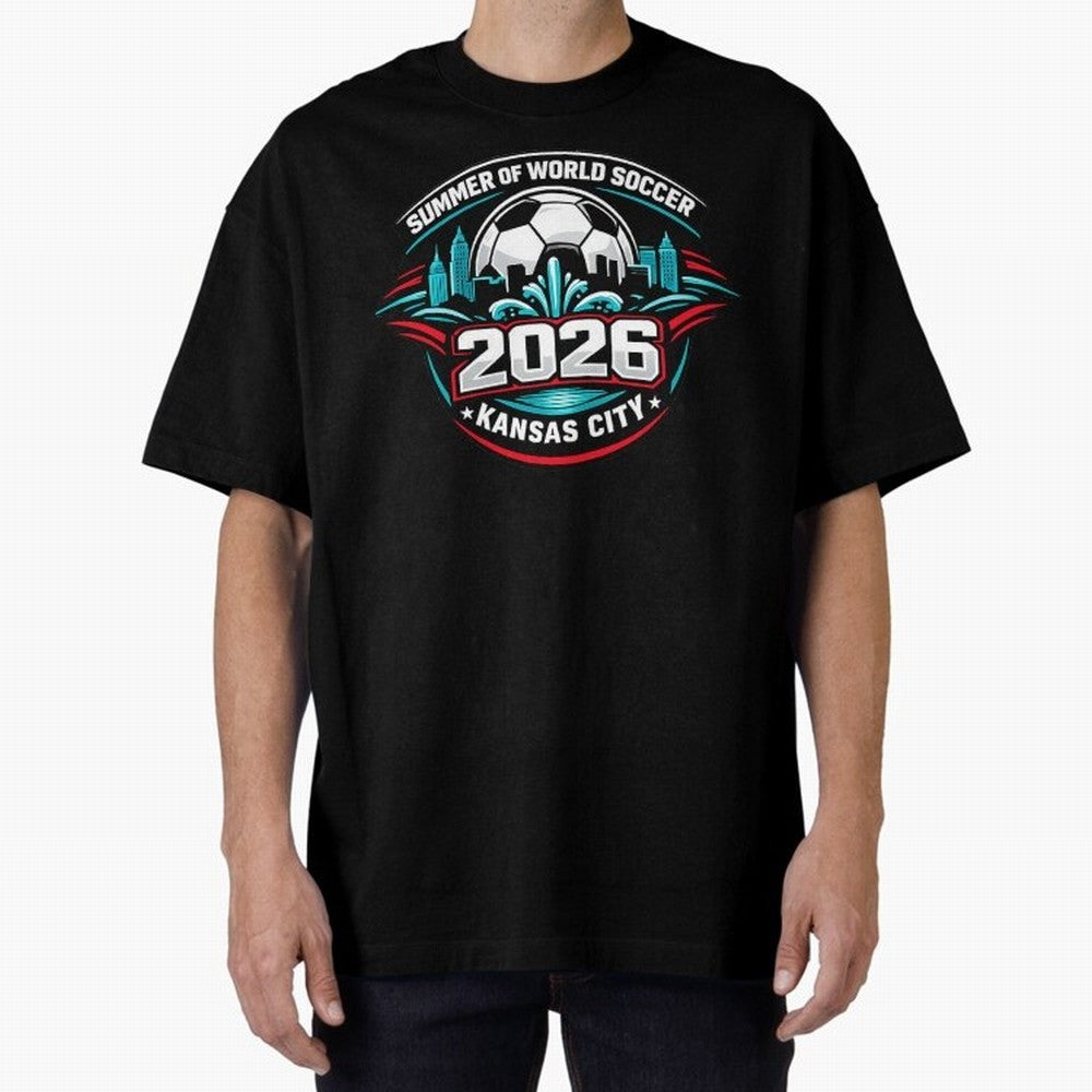 World Soccer Tournament Cup 2026 Kansas City Oversized T-Shirt Celebrate Football Heritage in the FIFA World Cup 2026 Group Stage Journey through Mbappe and Neymar Highlights, Spain Pride, Football Festival Excitement, Trophy Ambitions, Country