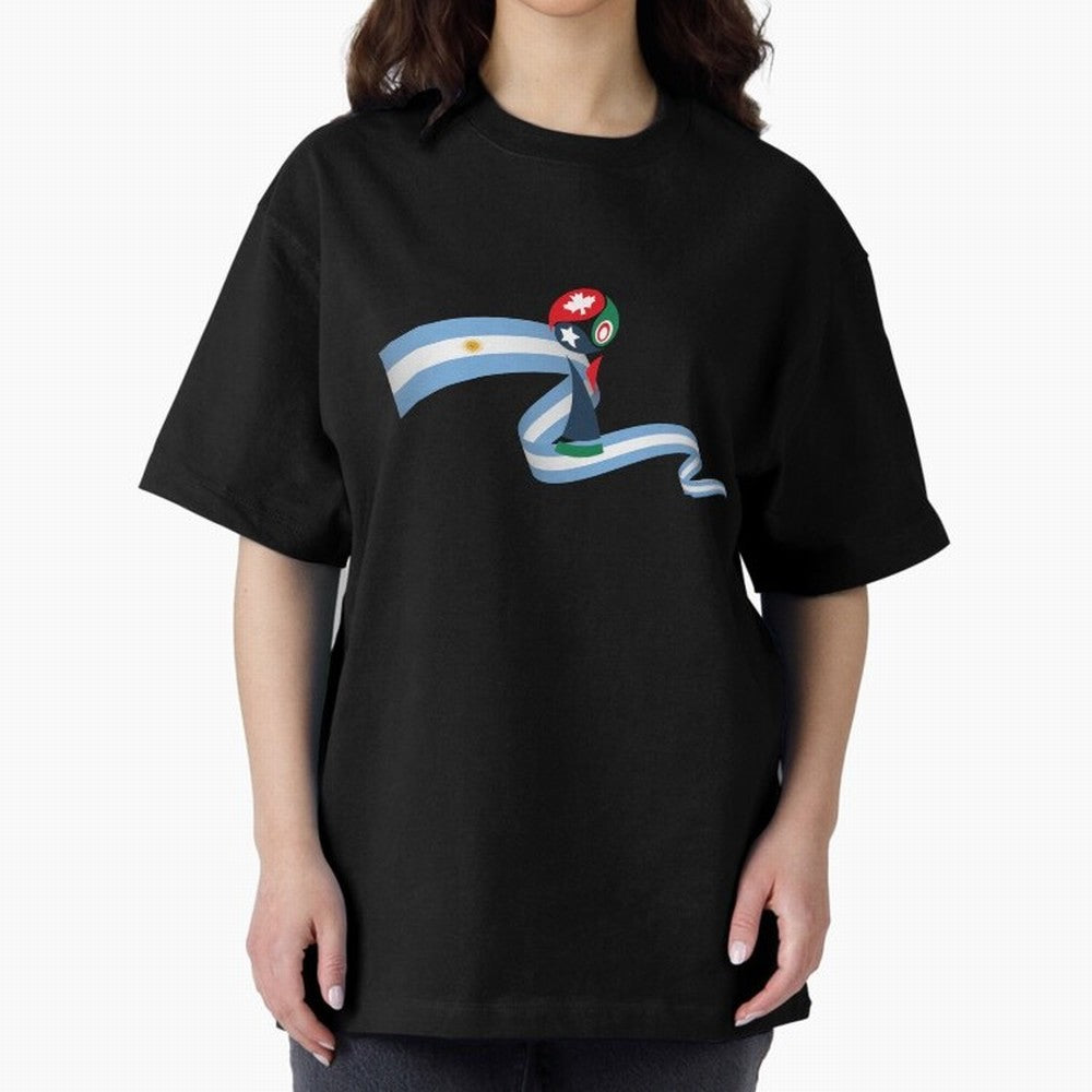 World Cup 2026 Team Argentina Oversized T-Shirt Experience FIFA World Cup 2026 Group Stage Spirit, Centered on Portugal, Spain and Germany, CR7 and Messi, Stadium Chants, National Pride, Trophy Dreams and Unforgettable Football Memories; Created
