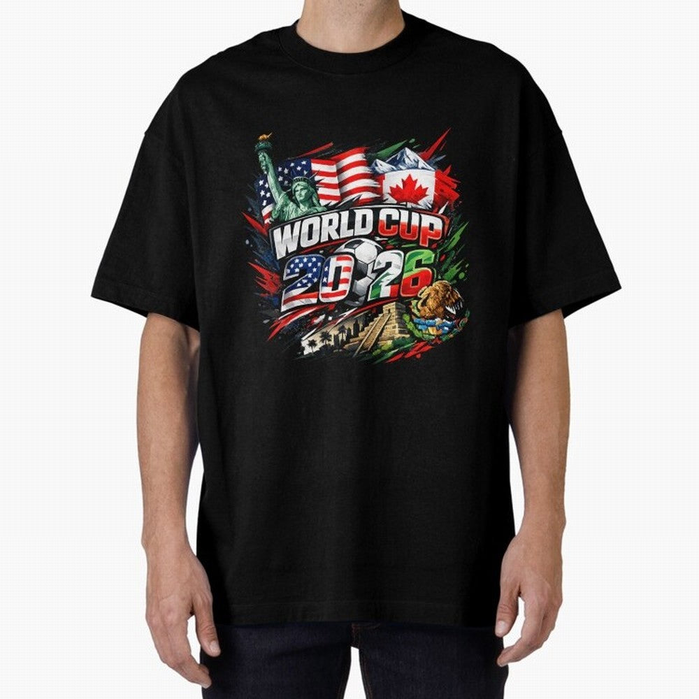 2026 North America Football Championship Oversized T-Shirt Share FIFA World Cup 2026 Group Stage Built around Haaland, Portugal Energy, Football Festival Excitement, Trophy Ambitions, Country Rivalries and Star Player Buzz; Perfect for People Who