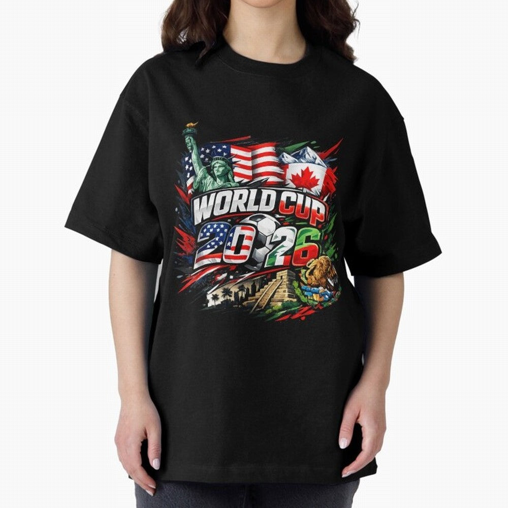 2026 North America Football Championship Oversized T-Shirt Share FIFA World Cup 2026 Group Stage Built around Haaland, Portugal Energy, Football Festival Excitement, Trophy Ambitions, Country Rivalries and Star Player Buzz; Perfect for People Who